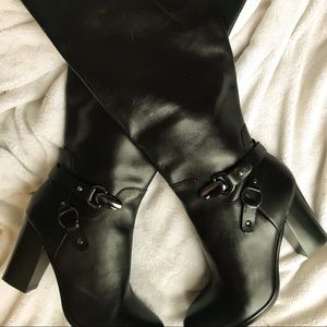 NWOT Black Leather Tahari Boots (wide calf)